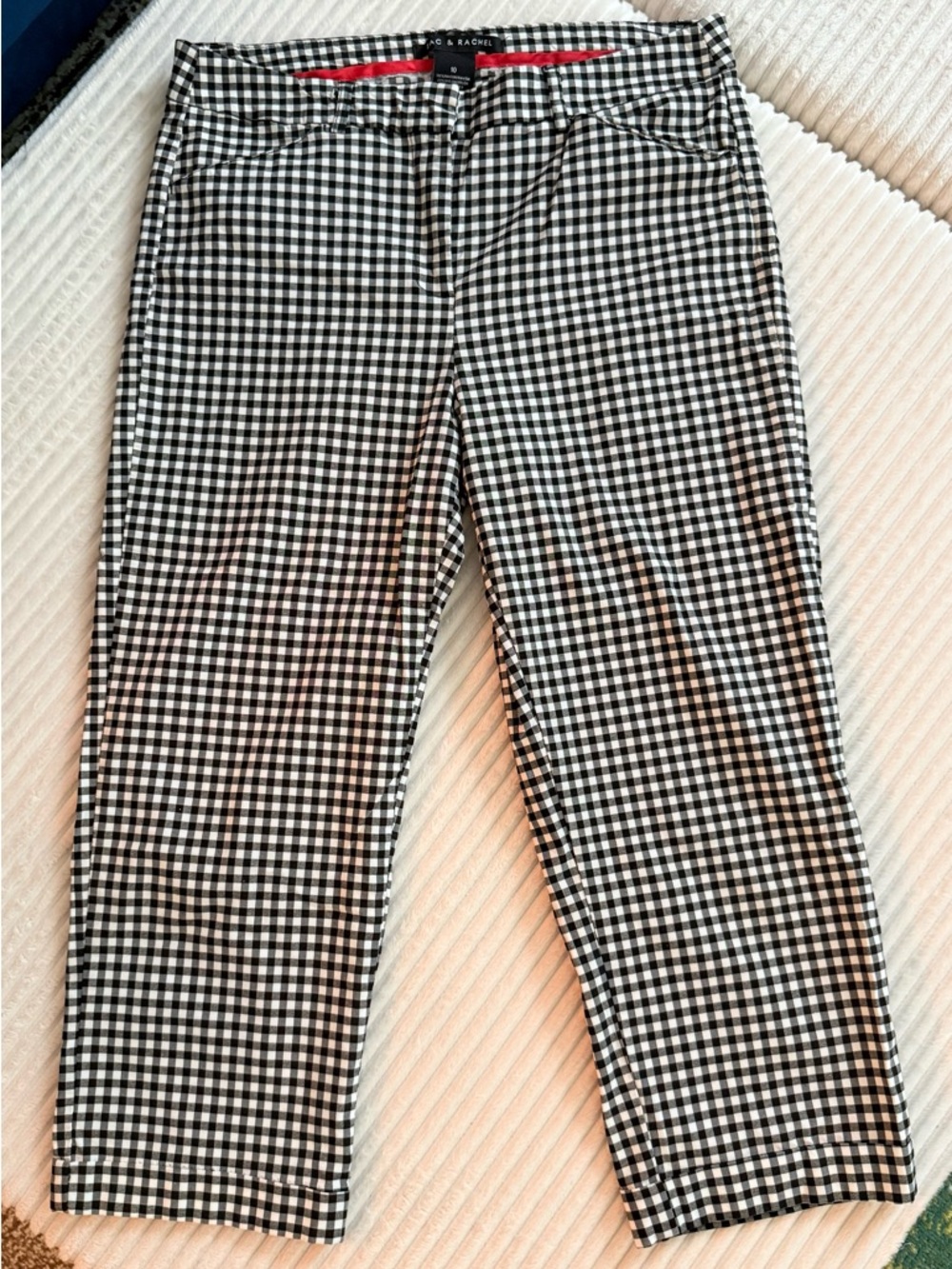 Zac & Rachel Stretch Cropped Straight  Gingham Pants Trousers Women’s 10
